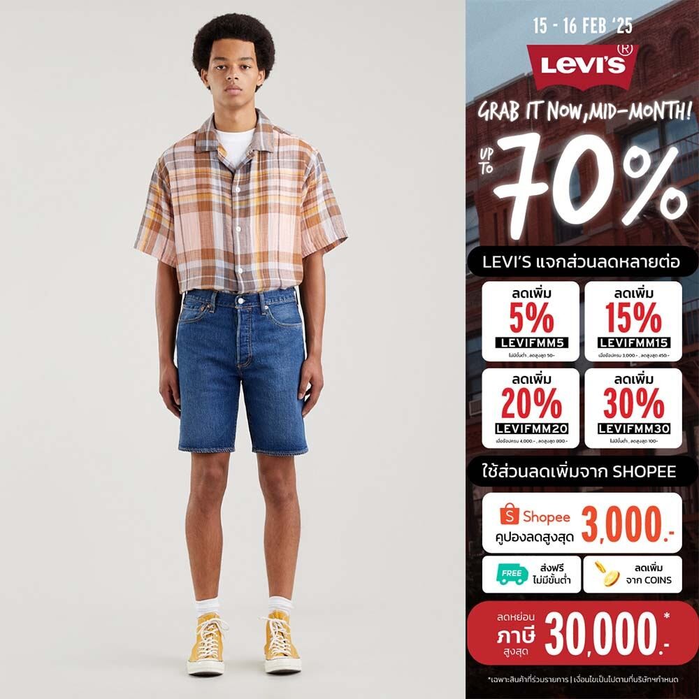 กางเกงขาสั้นผู้ชาย Levi's® Men's 501® Hemmed Shorts