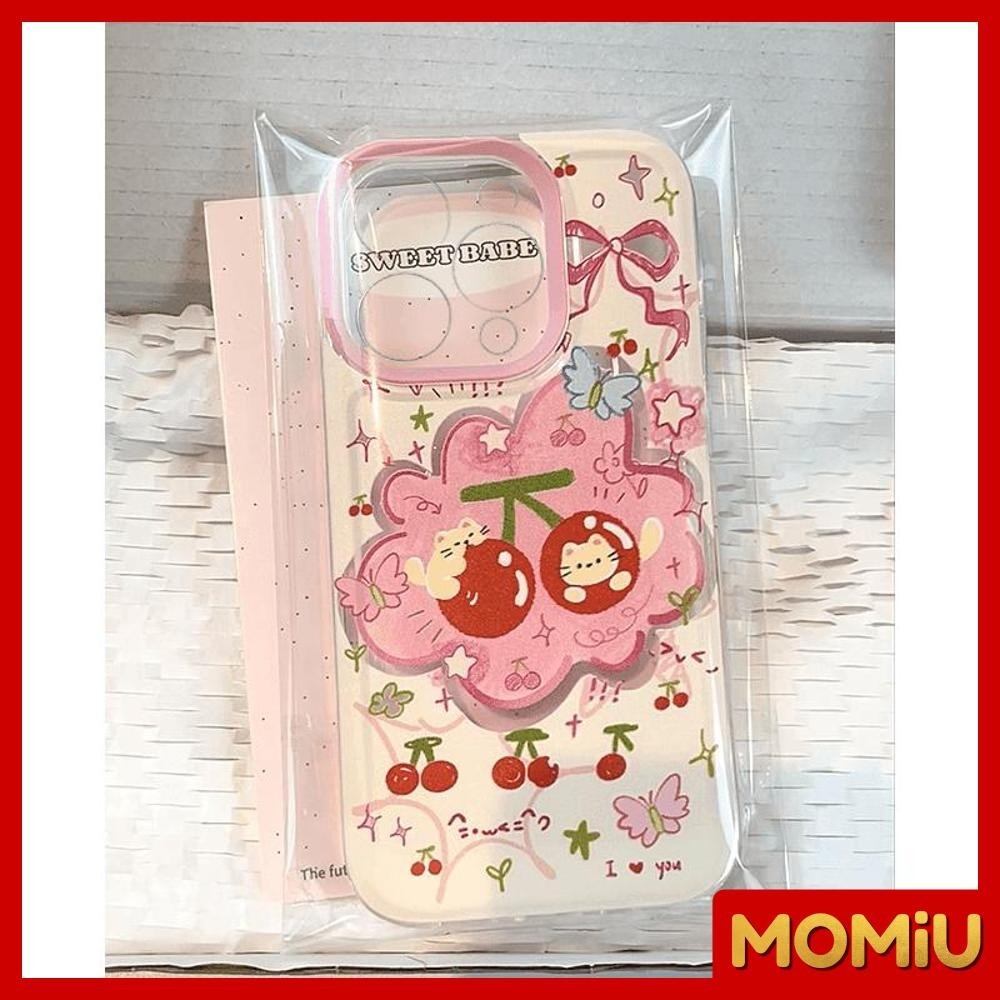 MOMiU - เข้ากันได้สำหรับ เคสไอโฟน11 เคส iphone 16 Pro Max 7Plus XR 12 13 14 15 เคสใส เชอร์รี่ผีเสื้อแสนสวย