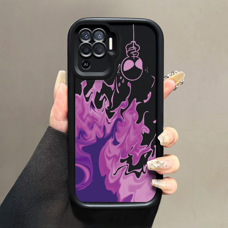 เคสสำหรับ OPPO A94 F19 Pro Reno 5F Reno 5 Lite เคสขายเคสมือถือเปลวไฟสีม่วงในตลาด