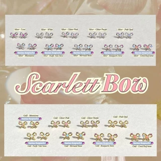 🎀 ต่างหู Scarlett Bow Earrings (ก้านเงิน S925) ใส่แล้วสวยมาก - The Green Box