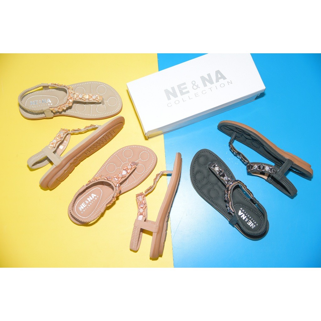 รองเท้าเเฟชั่นผู้หญิงเเบบเเตะส้นเเบน No. 216-62 NE&NA Collection Shoes