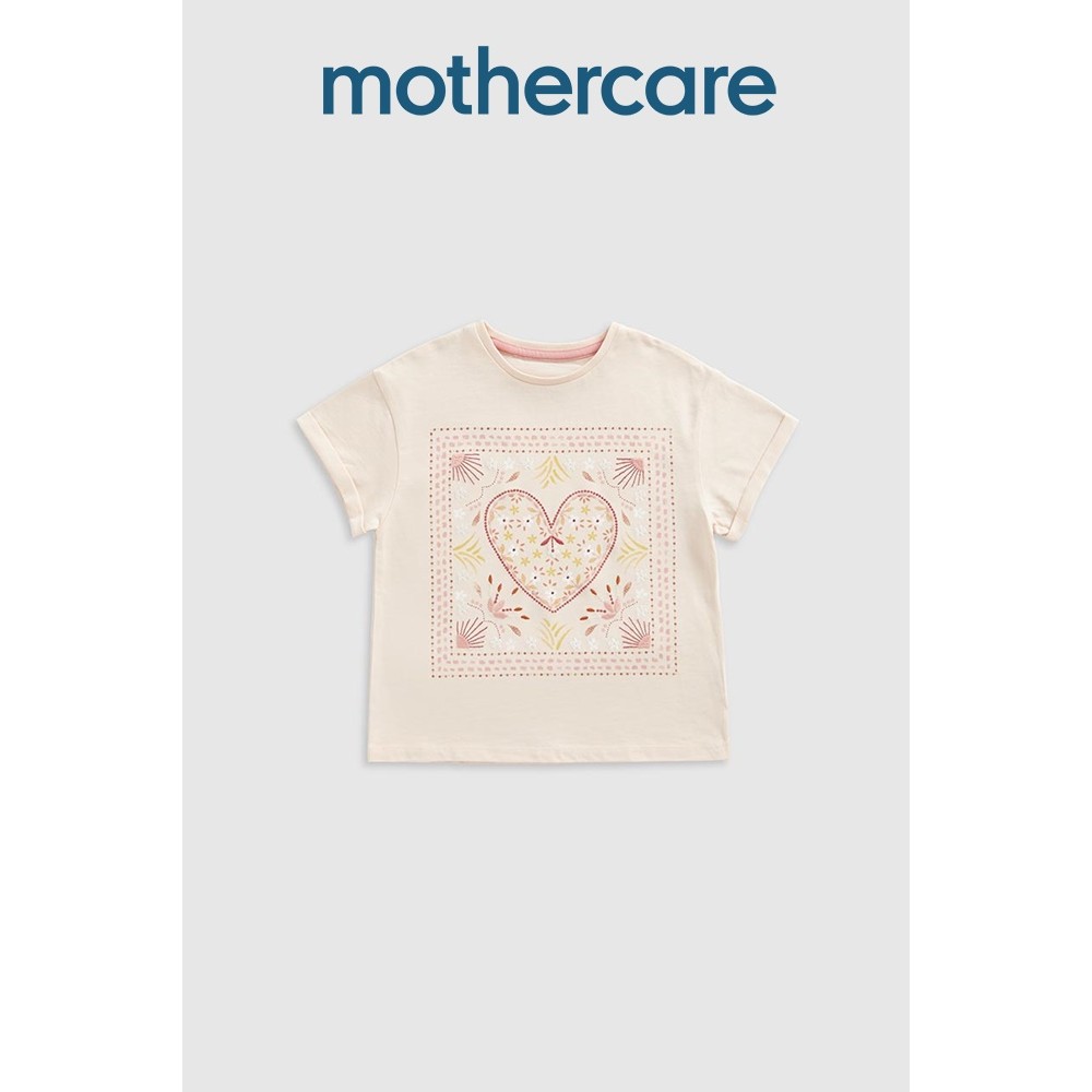 เสื้อยืดเด็กผู้หญิง Mothercare Pink Embroidered T-Shirt HC908