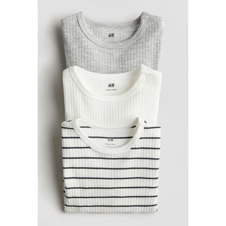 H&M(เอชแอนด์เอ็ม) บอดี้สูทเนื้อผ้าถักลายแพ็ค 3 ชิ้น เด็กอ่อน 993598_16