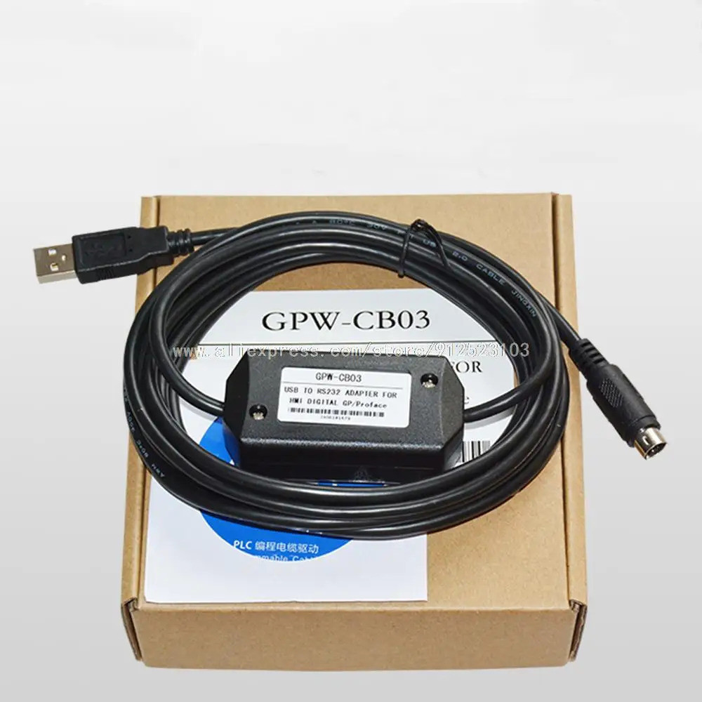 สายเคเบิลโปรแกรมหน้าจอสัมผัส Elecalt RS232 GPW-CB02 GPW-CB03 พร้อม CD อินเทอร์เฟซ USB ดาวน์โหลดสำหรั