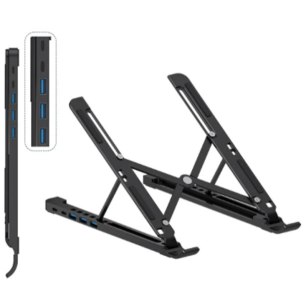 WORK SELECTED Laptop Fold Pro – ขาตั้งแล็ปท็อปสุดแกร่ง รองรับพอร์ตตขยาย USB A+C  (Titanium Black)