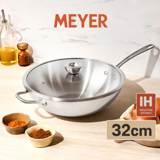 MEYER WHITE STEEL เครื่องครัวสเตนเลส สตีล กระทะทรงลึกมีหูแขวน ขนาด 32 ซม. /12.5 นิ้ว (71508-T)