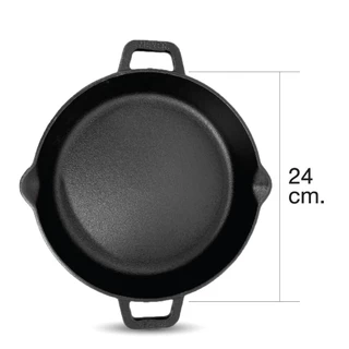 MEYER CAST IRON กระทะเหล็กหล่อ SKILLET 2 SIDE HANDLE 24 ซม. เหมาะสำหรับผัด ทอด ปราศจาก PFOA (48095-C)
