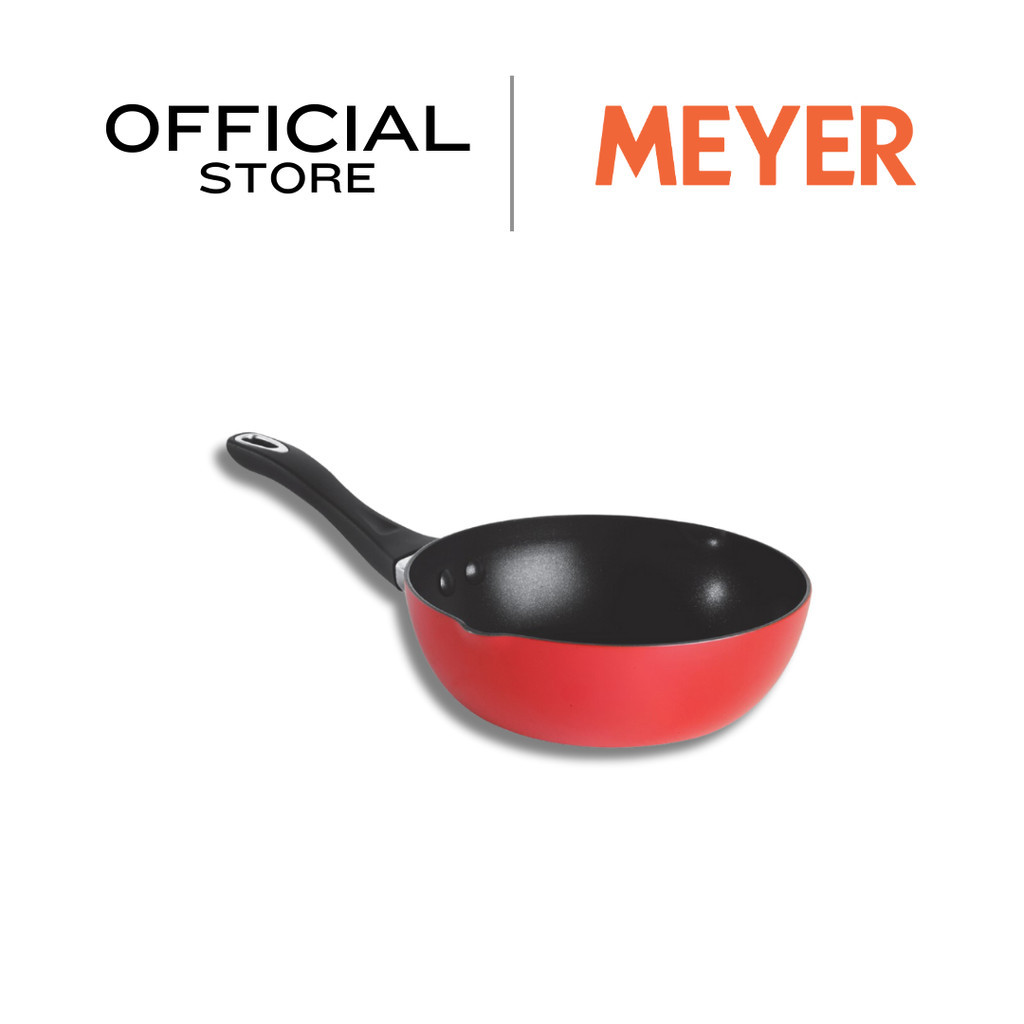 Meyer รุ่น Cooking for me กระทะทอดไข่ กระทะทรงลึก ขนาด 20 ซม. Deep Frypan with Spouts สีแดง (12681-T) – โปรปัง