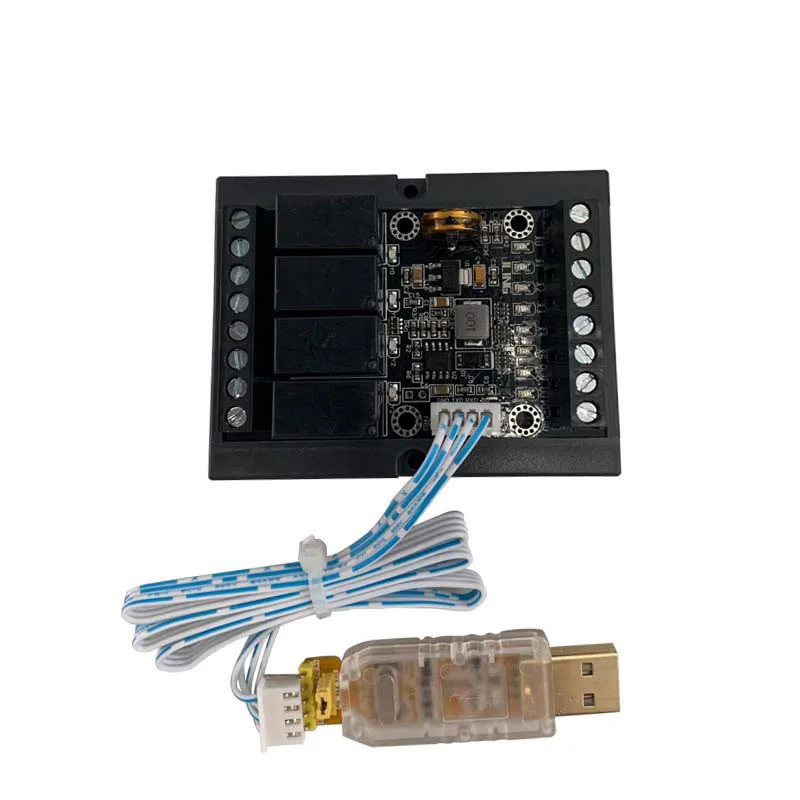 PLC เอาต์พุตรีเลย์ FX1N-10MR 1AD(0-10V) 1DA(0-3.3V) ตัวควบคุมการเขียนโปรแกรมพร้อมสายโปรแกรม USB To L