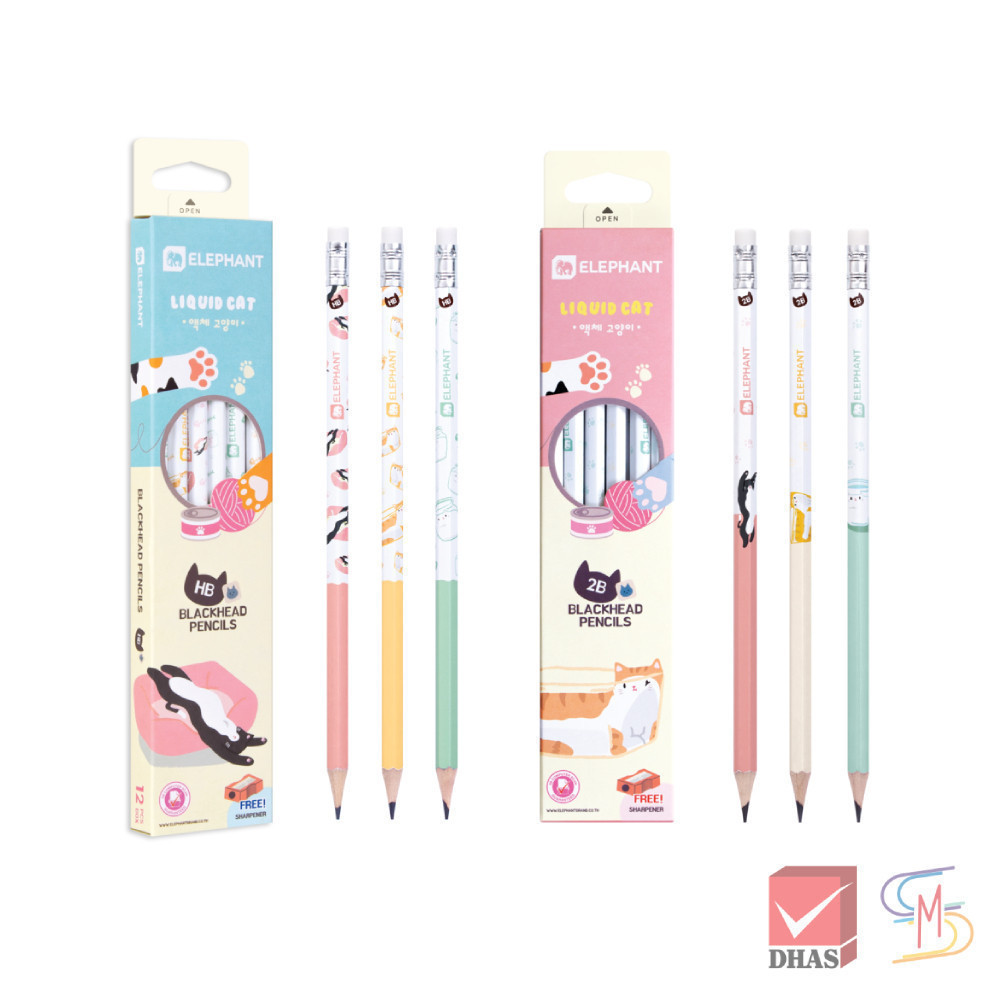 Master Art มาสเตอร์อาร์ต ดินสอ ดินสอดำ 2B / HB ลิควิดแคท จำนวน 12 แท่ง