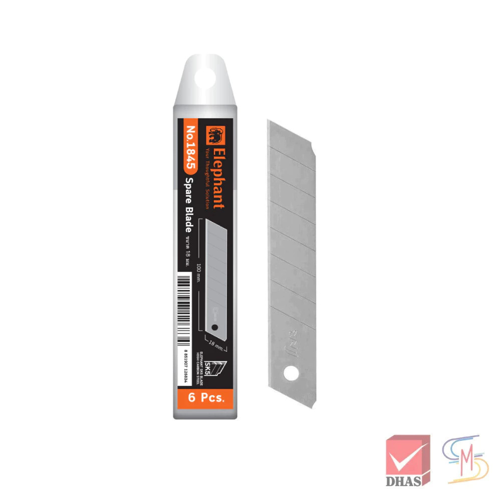 Elephant ตราช้าง ใบมีด ใบมีดคัตเตอร์ No.1845 (45°) 18 มม. TU10 จำนวน 6 ใบ/หลอด