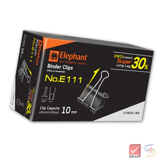 Elephant ตราช้าง คลิปหนีบกระดาษ คลิปดำ No. E110 , E111 , E112 จำนวน 1 กล่อง