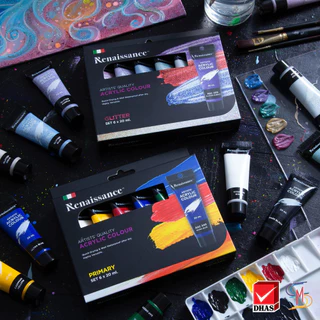 Renaissance สีอะครีลิค ชุดสีอะครีลิค 20 ml. 6 สี จำนวน 1 กล่อง