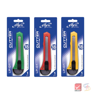 (แพ็ค 12) Elfen เอลเฟ่น คัตเตอร์ รุ่น LP-01 18 มม. คละสี จำนวน 12 อัน