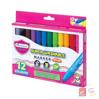 Master Art สีเมจิก ปากกาเมจิก ชนิดล้างออกได้ รุ่น MWM 12R แบบหัวเดียว 12 สี สีเสริมพัฒนาการเด็กวัย 3 ขวบขึ้นไป