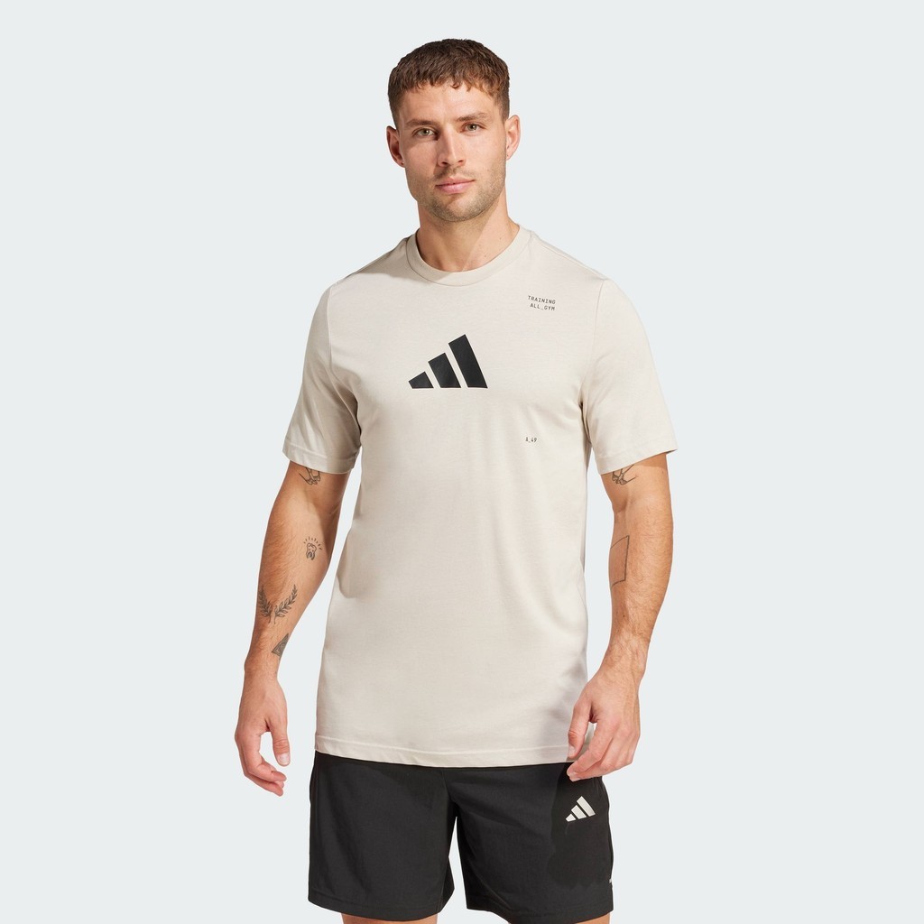 adidas Gym & Training All-Gym Category Graphic Tee Men Beige JD1834