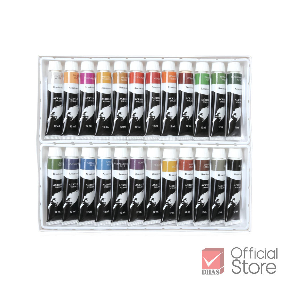 Renaissance ชุดพร้อมใช้ สีอะคริลิค 24 สี 12 มล. และ จานผสมสี จำนวน 1 ชุด — صورة 3
