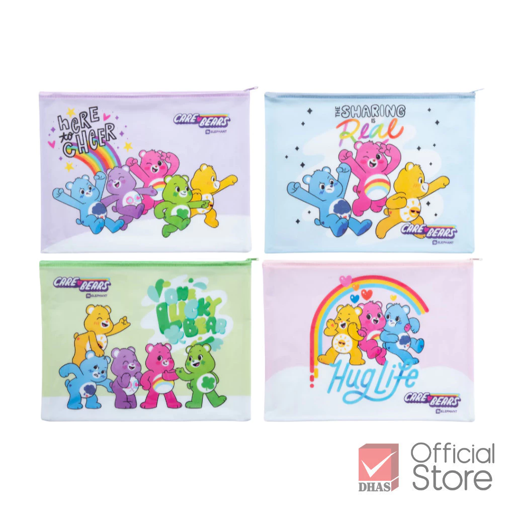 Elephant แฟ้มซิป กระเป๋าซิปพลาสติก A4 แคร์แบร์ (คละลาย) จำนวน 1 ชิ้น