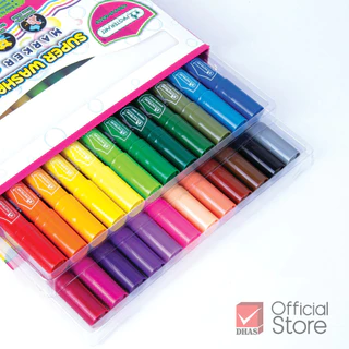 Master Art สีเมจิก ปากกาเมจิก ชนิดล้างออกได้ รุ่น MWM 24R หัวเดียว 24 สี สำหรับเด็กเล็ก 3 ขวบขึ้นไป สีเสริมพัฒนาการ