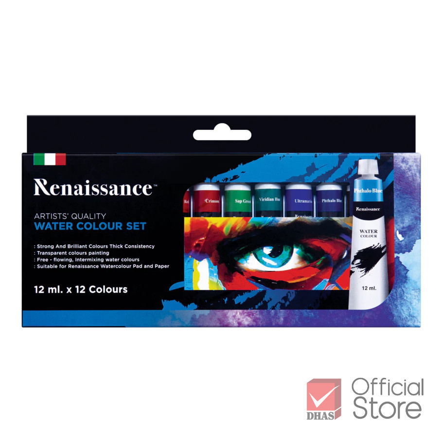 Renaissance สีน้ำ ชุดสีน้ำ 12 สี 12 มล. จำนวน 1 กล่อง