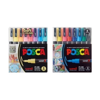 Uni ปากกา ปากกามาร์คเกอร์ Posca PC-3M 8 สี จำนวน 1 เซต