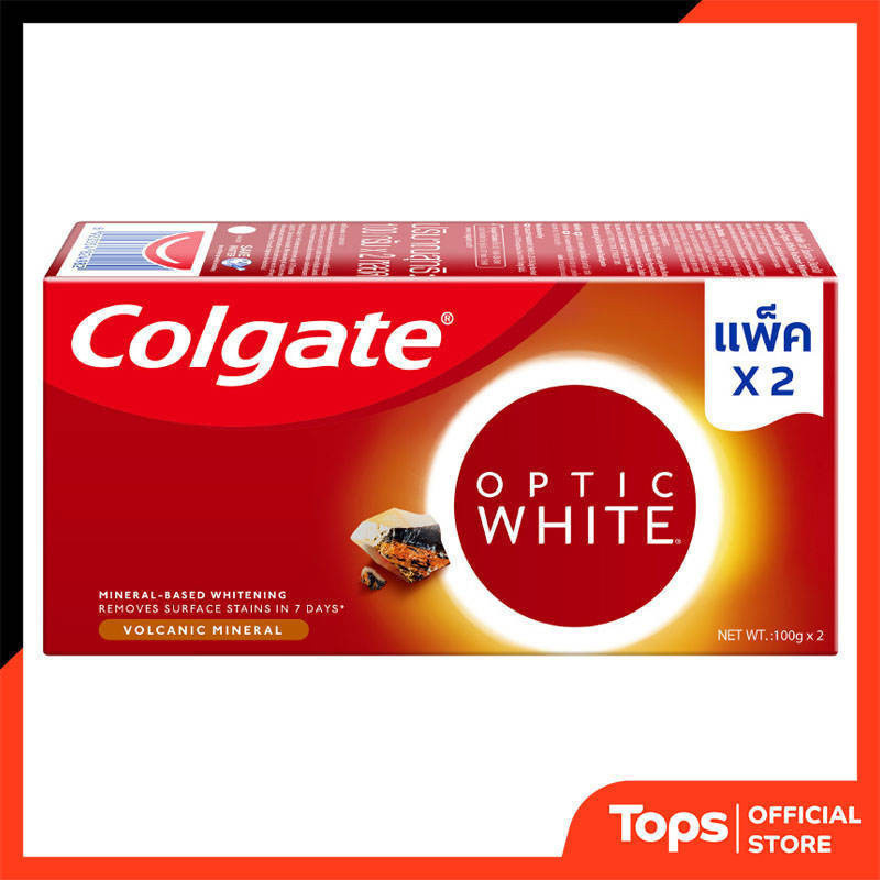 COLGATE คอลเกตยาสีฟันออฟติคไวท์โวลคานิคมิเนอรัล 100กรัม แพค 2 [6920354824982]