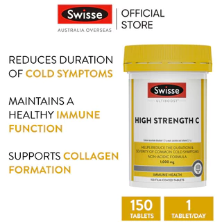 Swisse Ultiboost High Strength C อัลตร้าบูส วิตามินซีเข้มข้นสูง 150 เม็ด (EXP:01 2028)