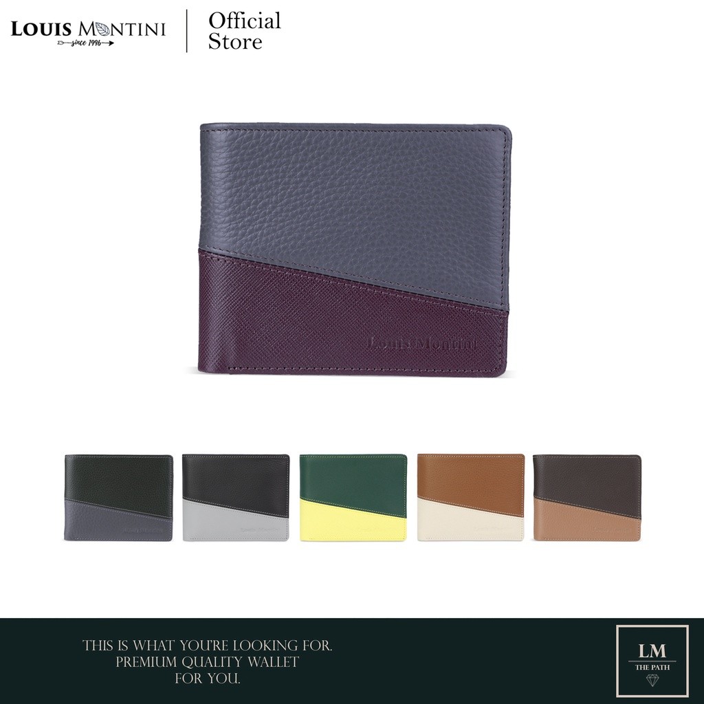 Louis Montini (The Path) กระเป๋าสตางค์ผู้ชาย หนังวัวแท้ ทูโทน ดีไซน์หรูหรา Men's Wallet TTM104