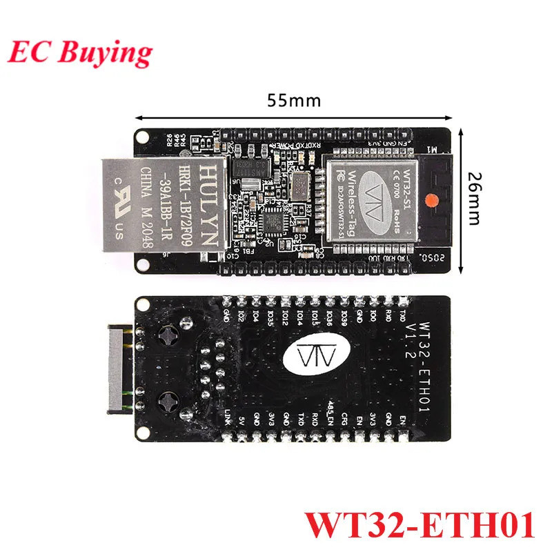โมดูลไร้สาย WT32-ETH01 พอร์ตอนุกรมแบบฝัง เครือข่าย Ethernet BLE Wifi bo เกตเวย์ MCU ESP32 WT32 ETH01