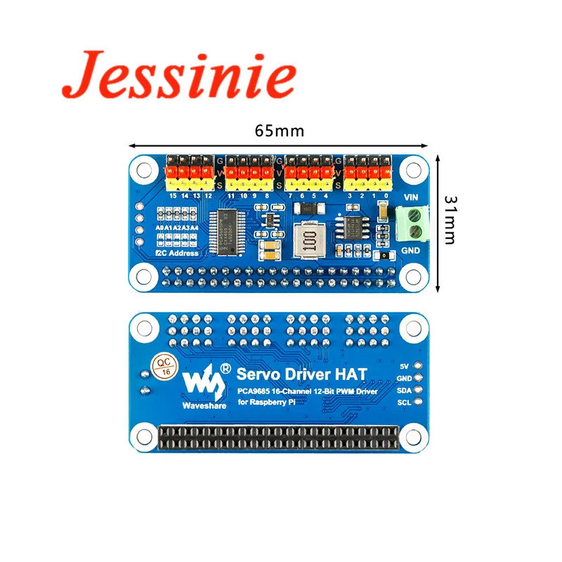 โมดูลไดร์เวอร์เซอร์โวมอเตอร์ PWM 16-CH แผงขยายสำหรับ RPI Raspberry Pi Zero W WH 3B Plus 3 4 4B