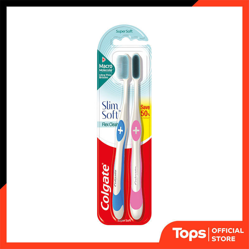 COLGATE คอลเกตแปรงสีฟันสลิมซอฟท์เฟล็กซ์คลีนขนแปรงนุ่มพิเศษ แพค 2 [8850006332535]