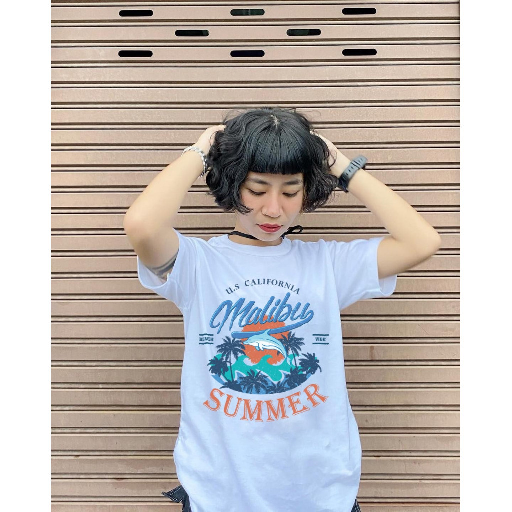 (พร้อมส่ง) คอลเลคชั่นเสื้อยืดต้อนรับซัมเมอร์ มี 2 สี ขาวและดำ  - ผ้าคอตตอน