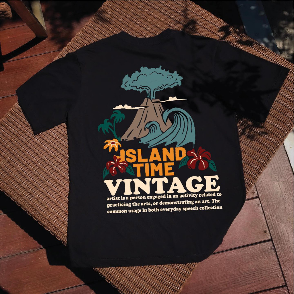 (พร้อมส่ง) เสื้อยืด ISLAND TIME - ผ้า Cotton100%