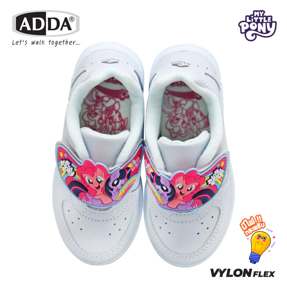 ADDA รองเท้านักเรียนสีขาว มีไฟกระพริบ ลาย My Little Pony ลิขสิทธิ์แท้ รุ่น 41G3AC1B1 (ไซส์ 25-35) thumbnail 4