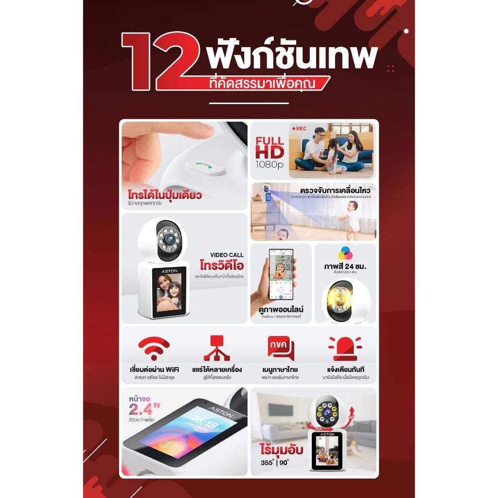 [6xx.- หลังใช้โค้ด] Aston IP 2 Call กล้องวงจรปิด วิดีโอคอล เชื่อมต่อ WIFI โทรคุยได้ไม่เสียตังค์ ภาพสี 24 ชั่วโมง