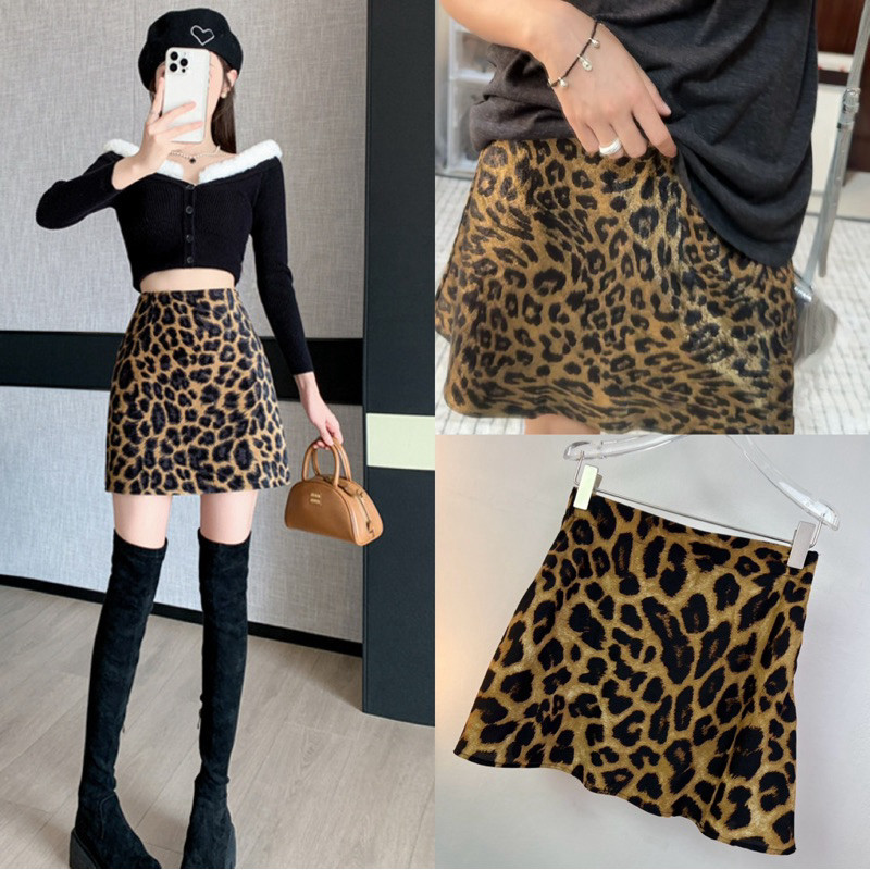 กระโปรงลายเสือทรงเอ สุดแซ่ป 🔥🐆🐆Leopard  A-Line Skirt