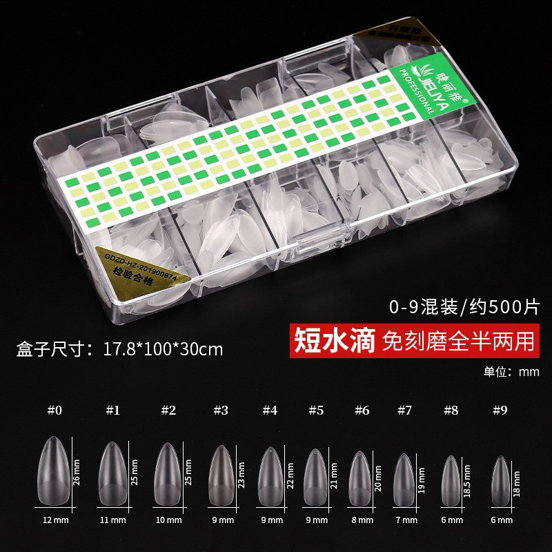 JIELIYA เล็บปลอม pvc ทรงที่4 เล็บปลอมสั้นไซส์0-9 กล่องละ500ชิ้น บางเฉียบไร้รอย ขุ่นไม่ต้องขัด  ไม่แต