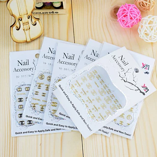 สติกเกอร์ติดเล็บ 3D ลายแบรนด์ สุ่ม 3 แผ่นต่อชุด (ไม่ซ้ำลาย) 10 บาท