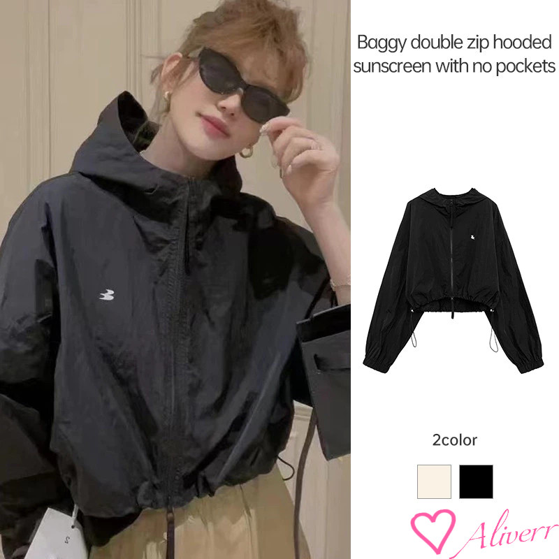 เสื้อแจ็คเก็ตป้องกันแสงแดดหลวมสั้นผู้หญิงเสื้อบางฤดูร้อนเสื้อแจ็คเก็ตคลุมด้วยผ้าอเนกประสงค์ LIVE