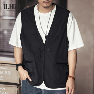 TLHGQ สไตล์ญี่ปุ่น Retro Frock Vest Outdoor Mountain Multi-P…