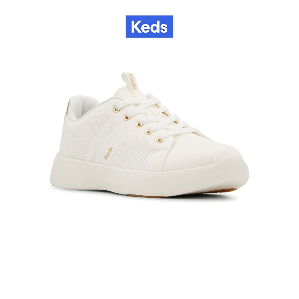 KEDS รองเท้าผ้าใบแบบผูกเชือก รุ่น BLISSWALK LACE ENG KNIT สีขาว ( KW-BLISLC-5-110 )