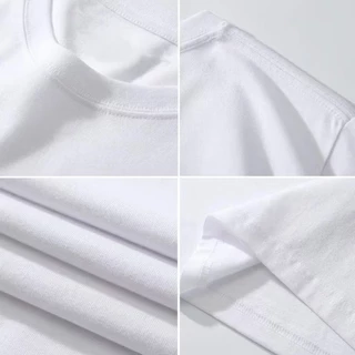 (ผ้าฝ้าย 100%)Luvoro oversize unisex เนื้อผ้านุ่มระบายแขนสั้น T-shirt สีดำและสีขาว เสื้อยืดทูโทน เสื้อยืดแขนสั้น C1112