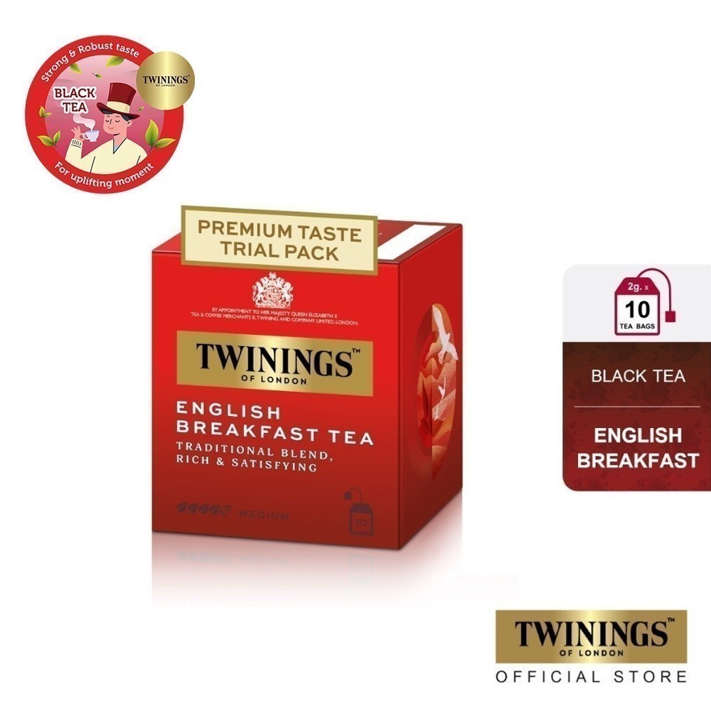 [แพ็ค 10 ซอง] ทไวนิงส์ มินิ ชาสีอำพันสว่าง อิงลิช เบรกฟาสต์ ชนิดซอง 2 กรัม แพ็ค 10 ซอง