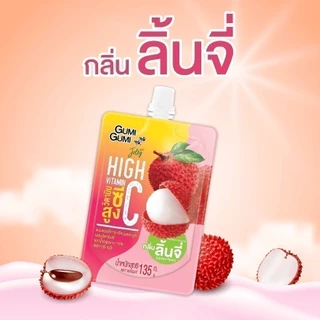กุมิ กุมิ เจลลี่ คาราจีแนนและบุก ขนมเยลลี่น้ำผลไม้ รสลิ้นจี่ Gumi Gumi Jelly and Konjac Lychee Juice ผสมวิตามินซี