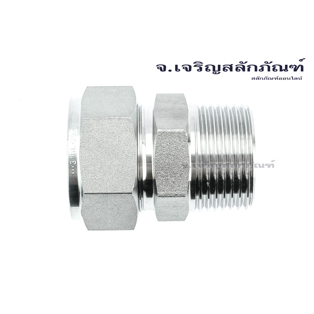 ข้อต่อตาไก่สแตนเลสเกรด 316L (เกลียวนอก x เสียบสาย) ขนาด 1" เสียบสายขนาด 1/2"-1" Stainless 316, Ferru