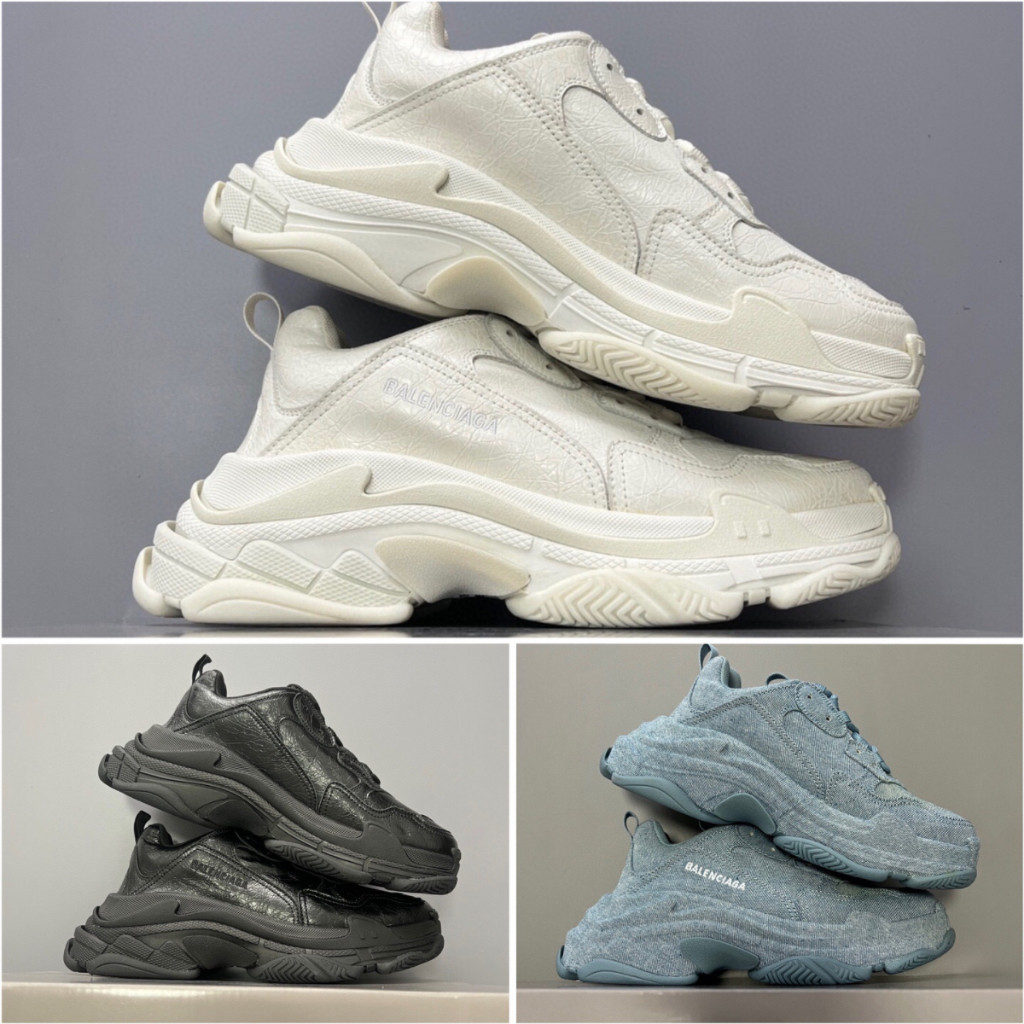 Pre order ราคา5800 Balenciaga Triple S หนังวัว รองเท้าผู้ชาย รองเท้าผู้หญิง รองเท้ากีฬา size35-46