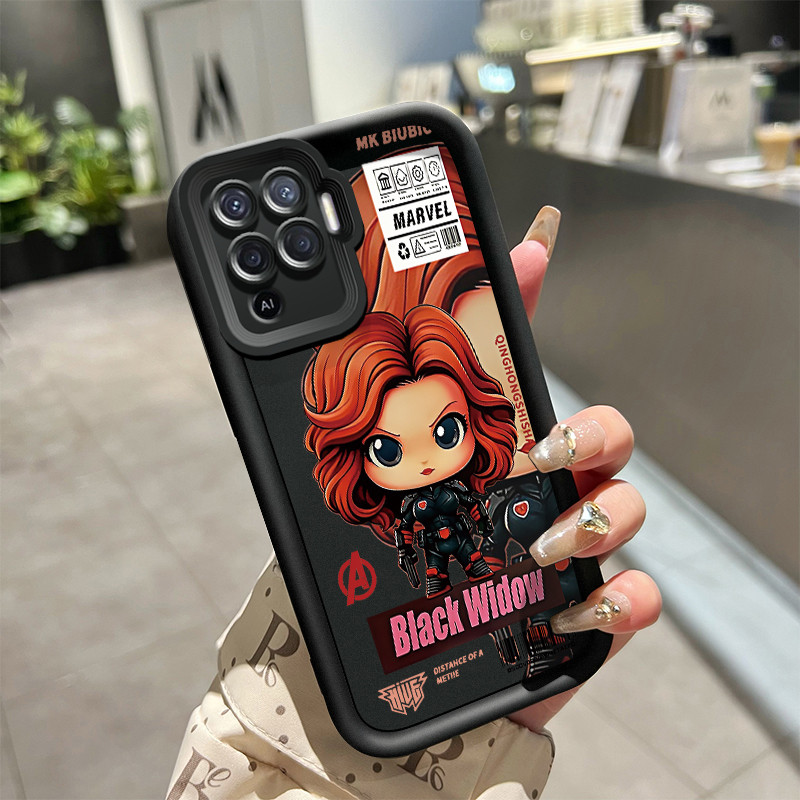 เคสสำหรับ OPPO A94 F19 Pro Reno 5F Reno 5 Lite เคสโทรศัพท์การ์ตูนแม่ม่ายดำและพิษ Q-Edition
