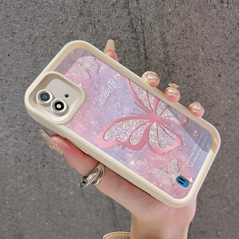 เคสสำหรับ Realme C20 C20A C11 2021 Narzo 50I เคสโทรศัพท์ทนต่อการขีดข่วนและกันกระแทกซิลิโคนอ่อนดีไซน์สวยผีเสื้อเป็นประกาย