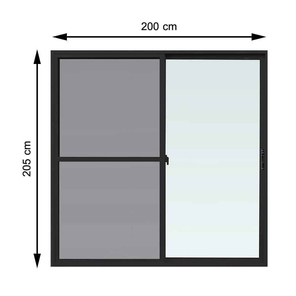WINDOW ASIA ประตูบานเลื่อน อะลูมิเนียม S-S มุ้ง F10 200X205 ซม. สีดำ