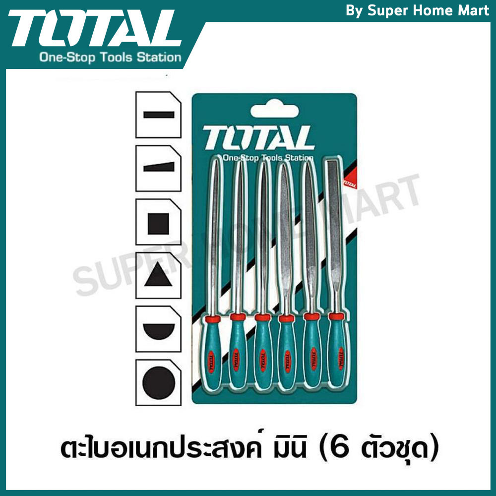 Total ตะไบอเนกประสงค์ มินิ 6 ตัวชุด ขนาด 3 x 140 มม. รุ่น THT91462